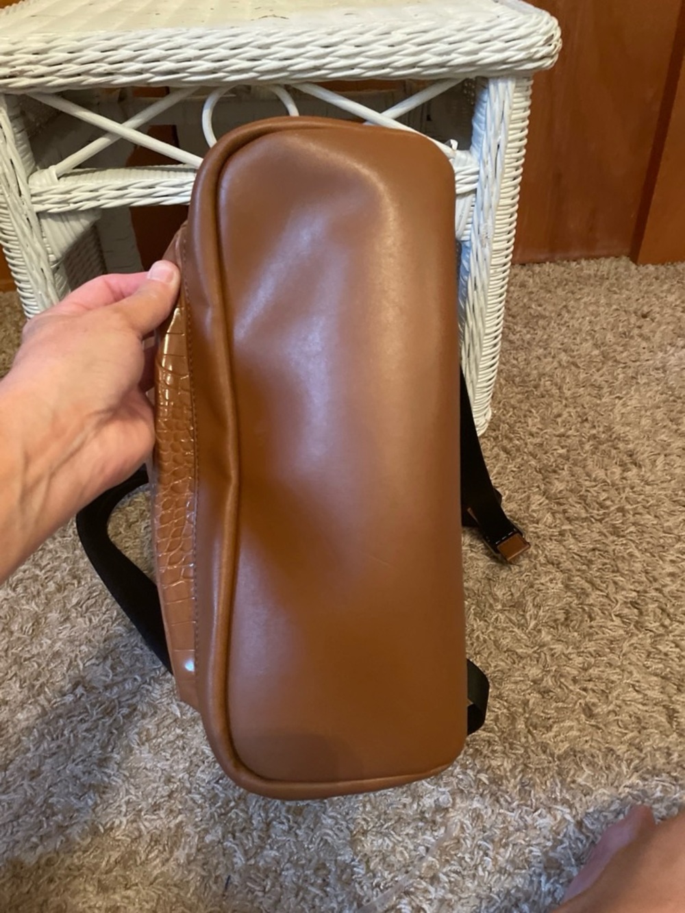 Michael Kors Brown Croc-Embossed Leather Backpack - Picture 5 of 6